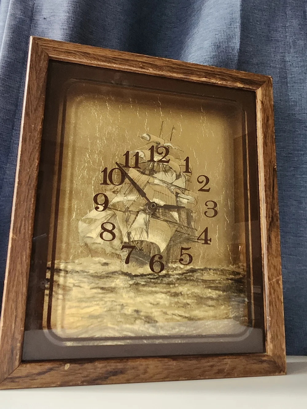 Vintage Ship Wall Clock Decor in Gold and Brown
